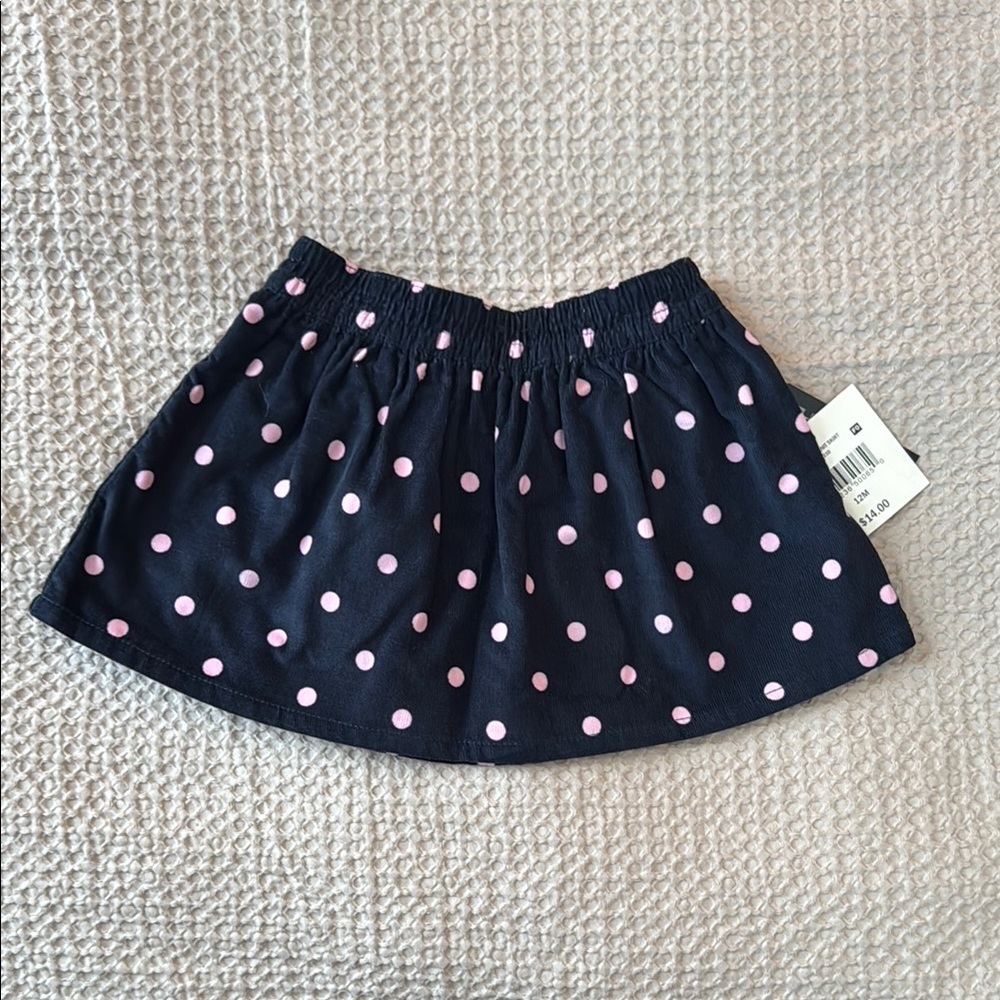 Navy Blue Polka Dot Skirt